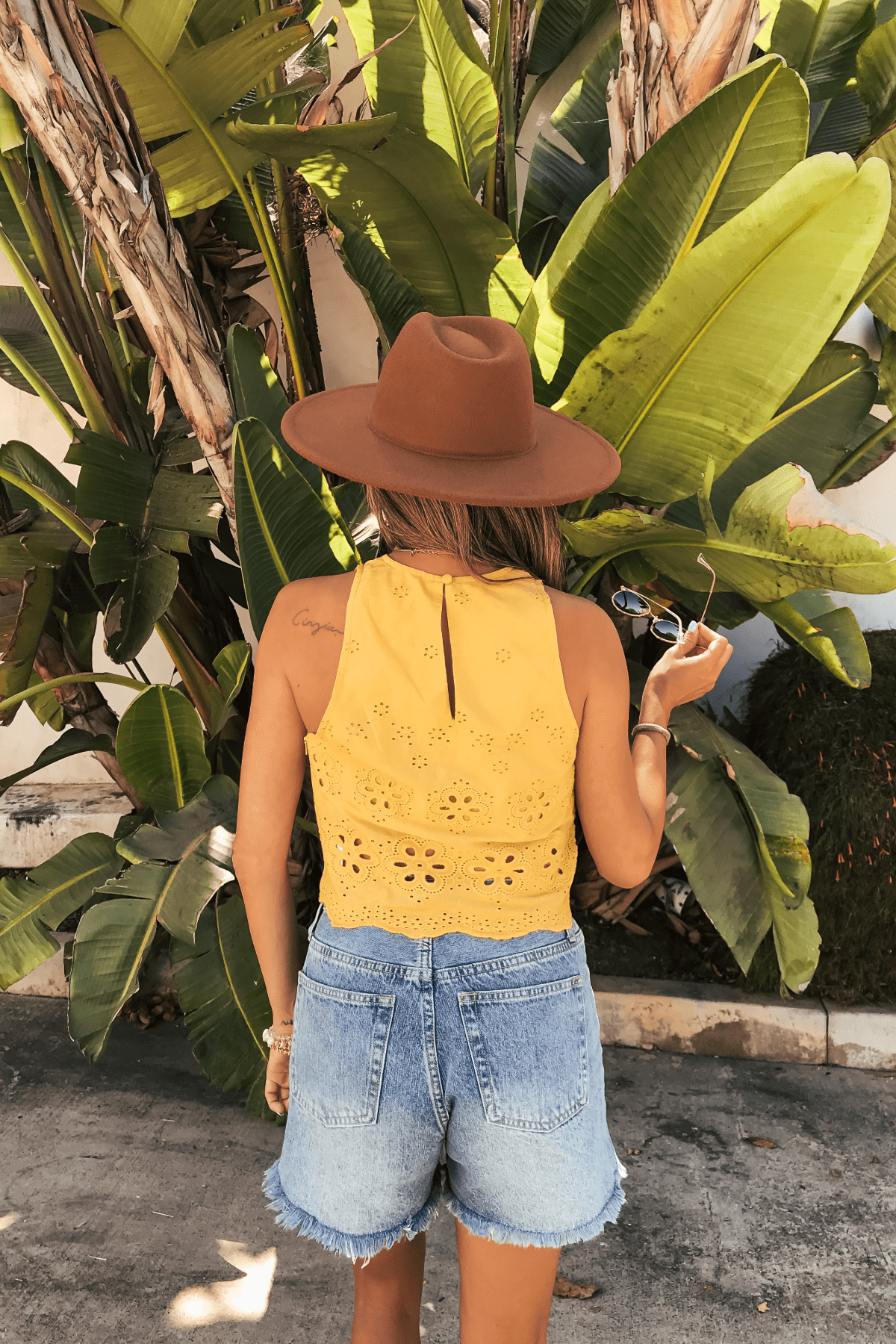 Marigold Yellow Eyelet Tank Top - FINAL SALE