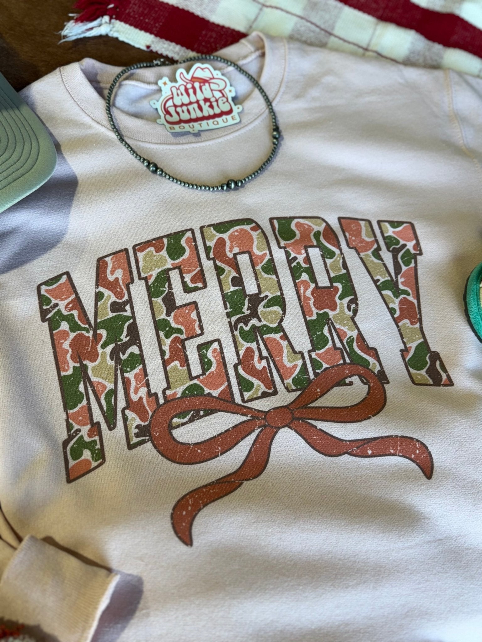 Merry Christmas Camo Print Sweatshirt