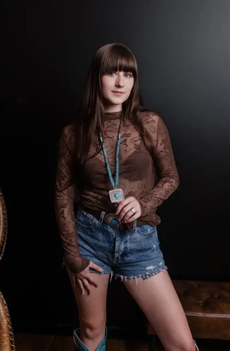 All About Country Brown Mesh Top