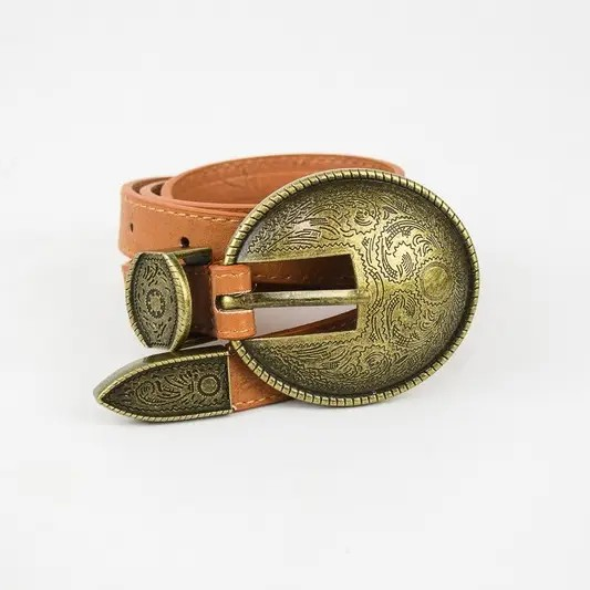 Oval Embossed Vintage Buckle Belt