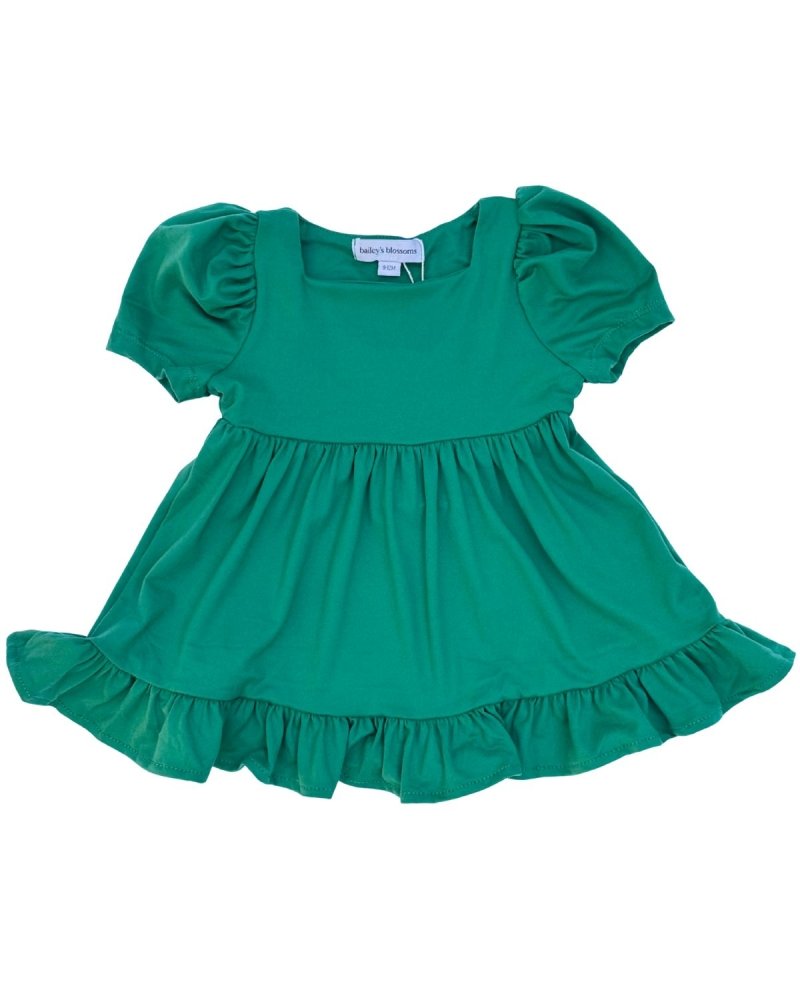Phoebe Ruffle Dress - Christmas Green