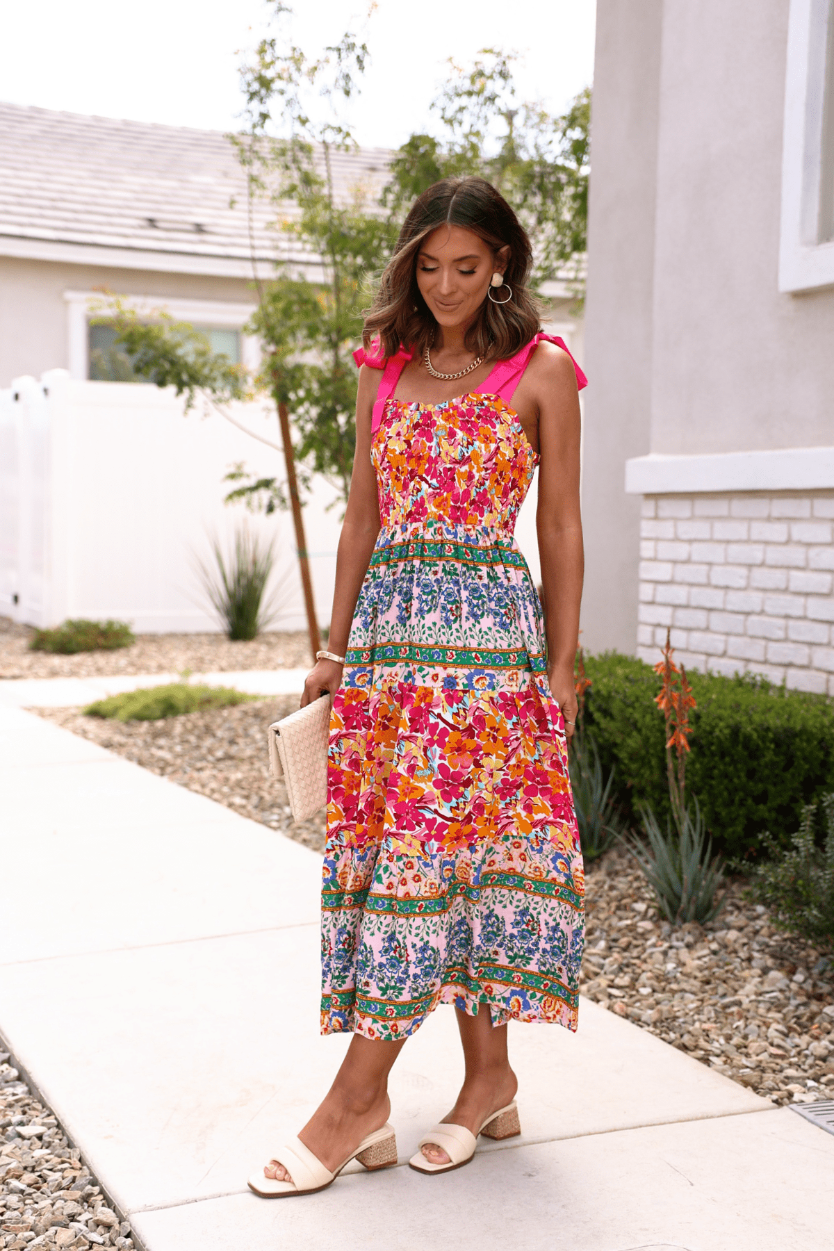 Pink Petal Kiss Floral Midi Dress - FINAL SALE