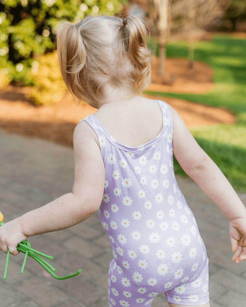 Piper Square Neck Bikeshort Romper - Lavender Bloom