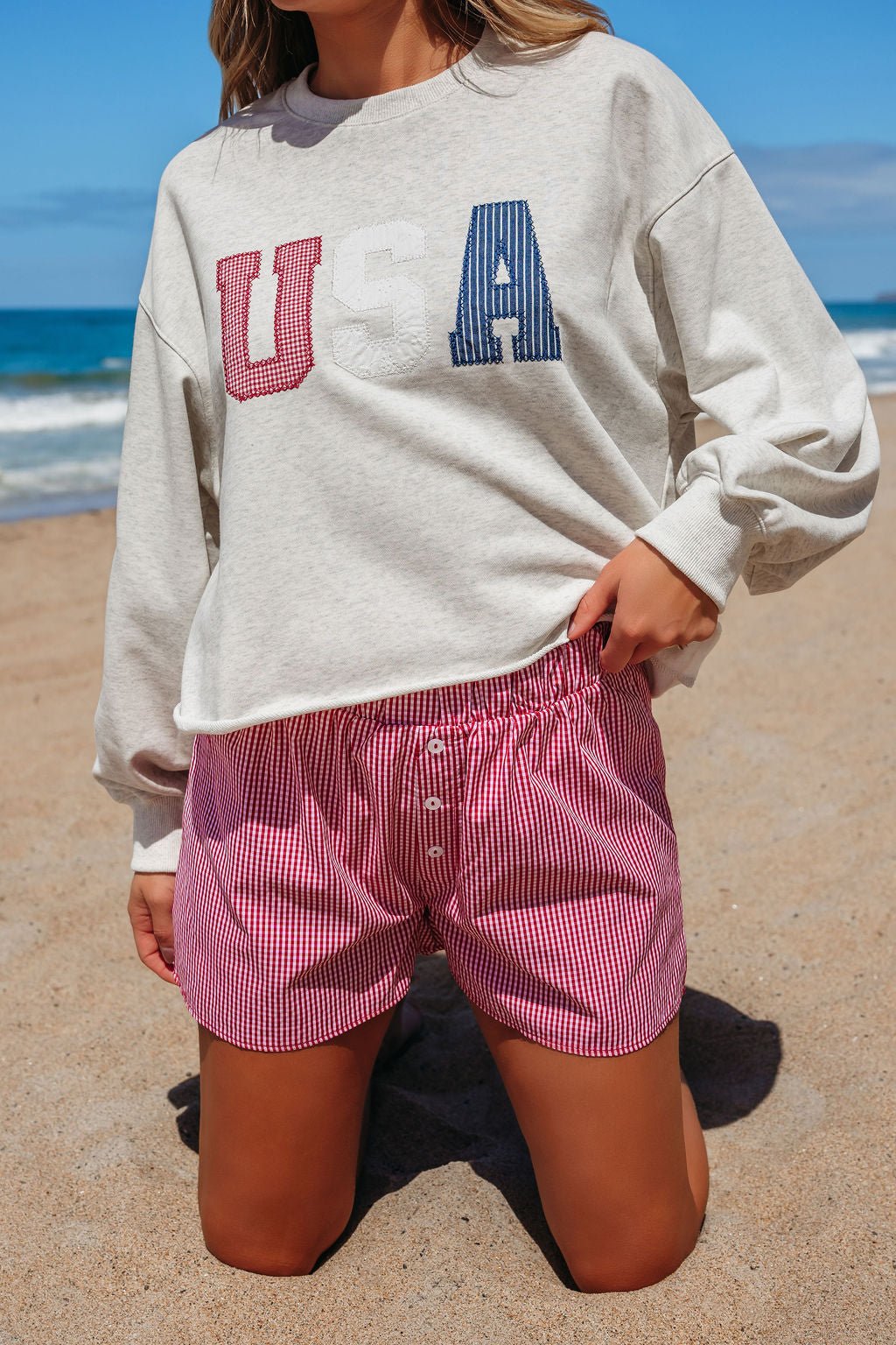 Red and White Gingham Print Boxer Shorts - FINAL SALE