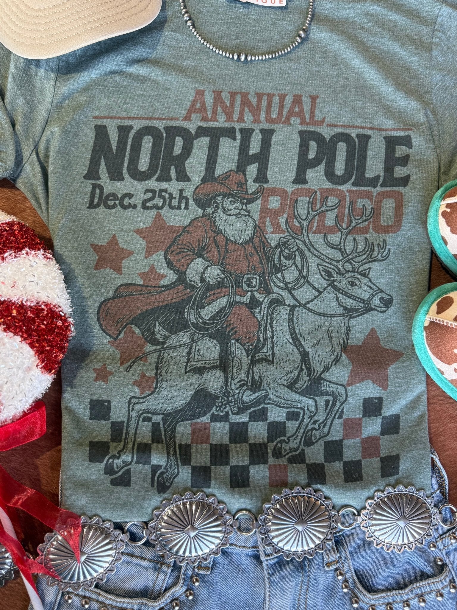 Reindeer North Pole Rodeo Graphic Tee