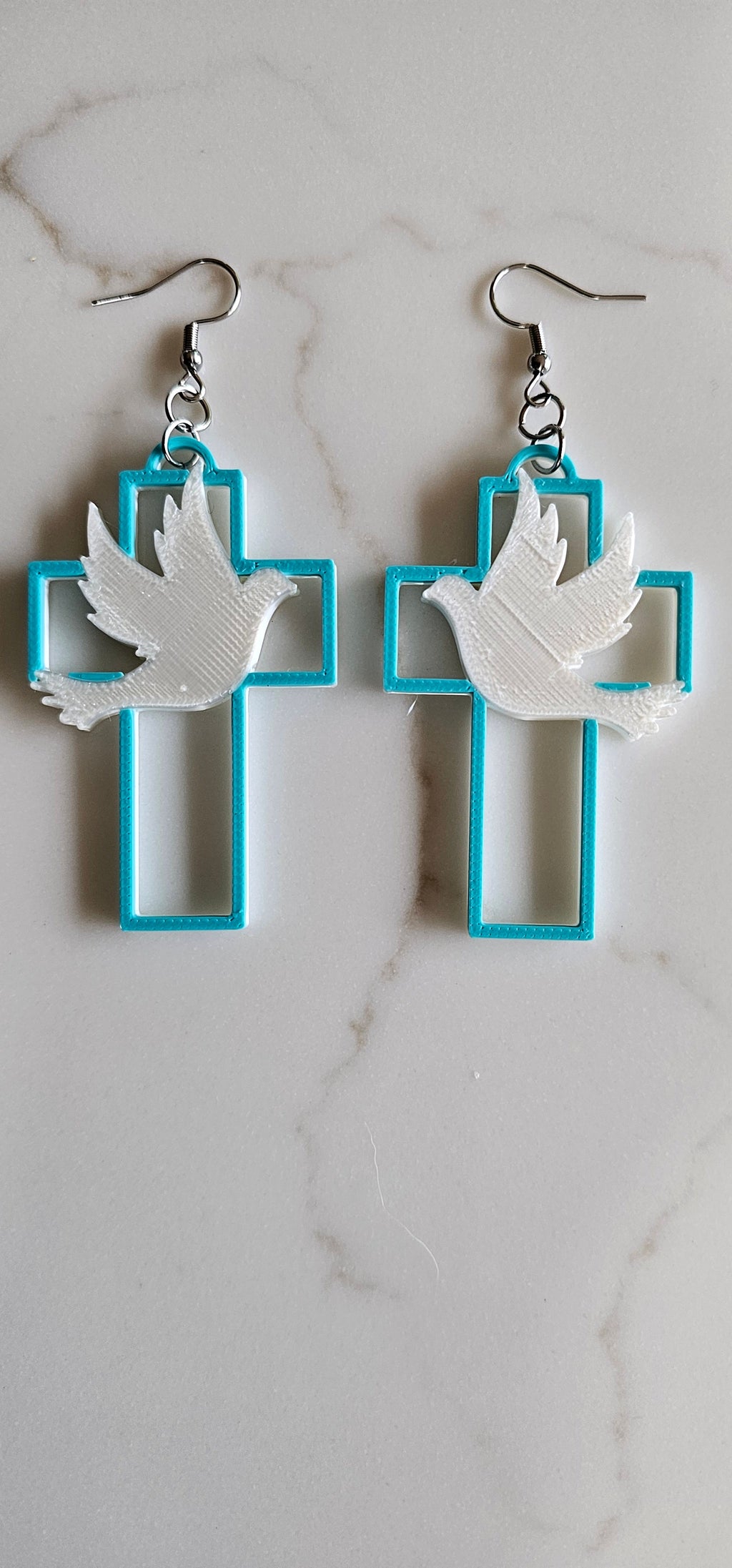 3D Print Christian Cross Faith Earrings Made in America