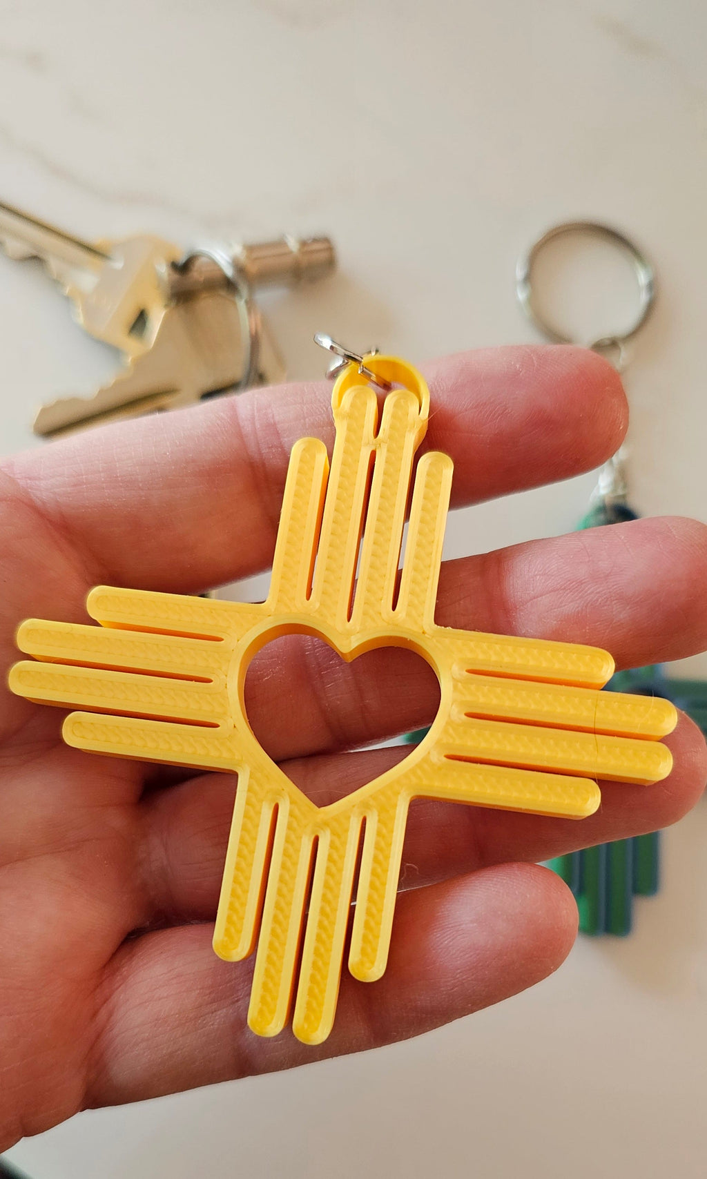 3D Print New Mexico Zia Heart Keychain Made in America