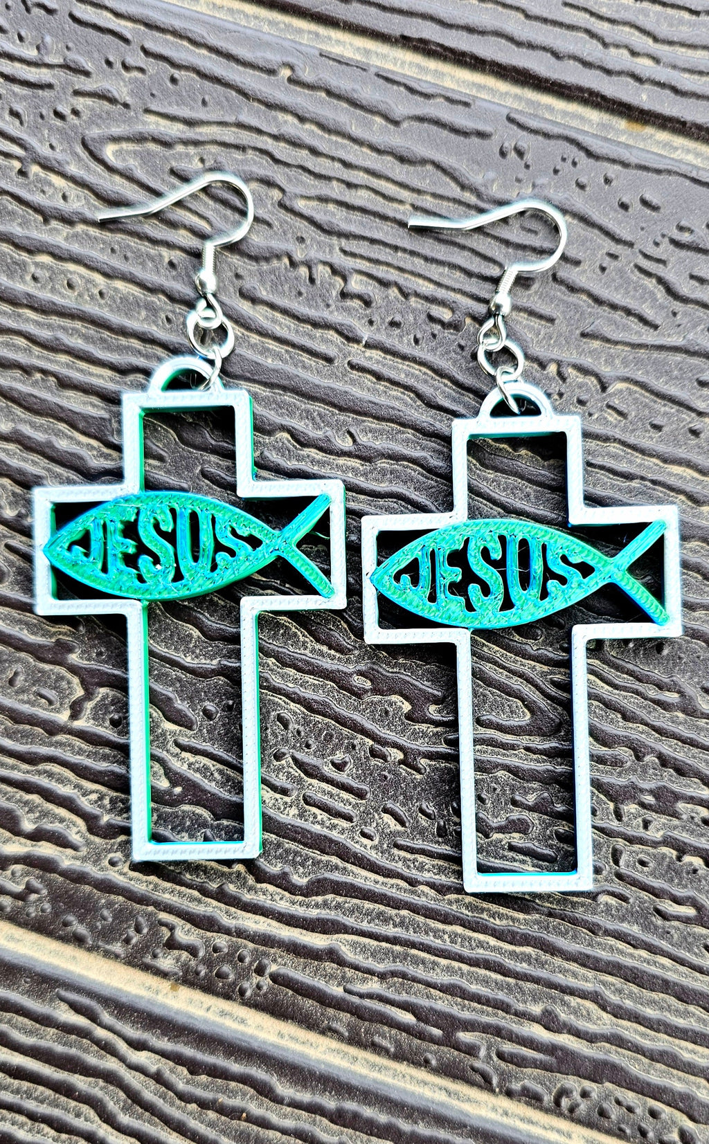 3D Print Christian Cross Faith Earrings Made in America