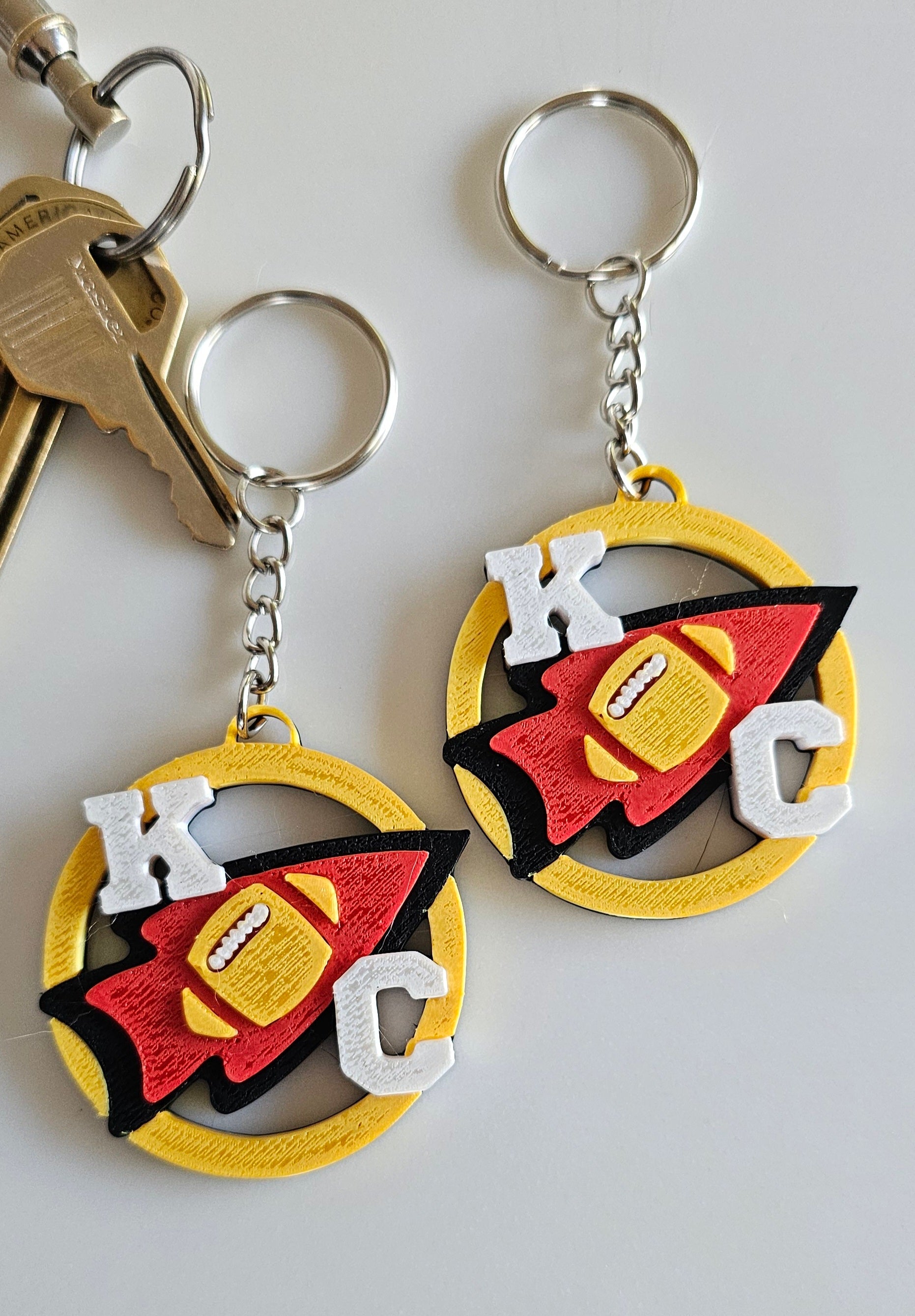 3D Print Chiefs Earrings Keychain Red Kingdom Kansas City KC Football