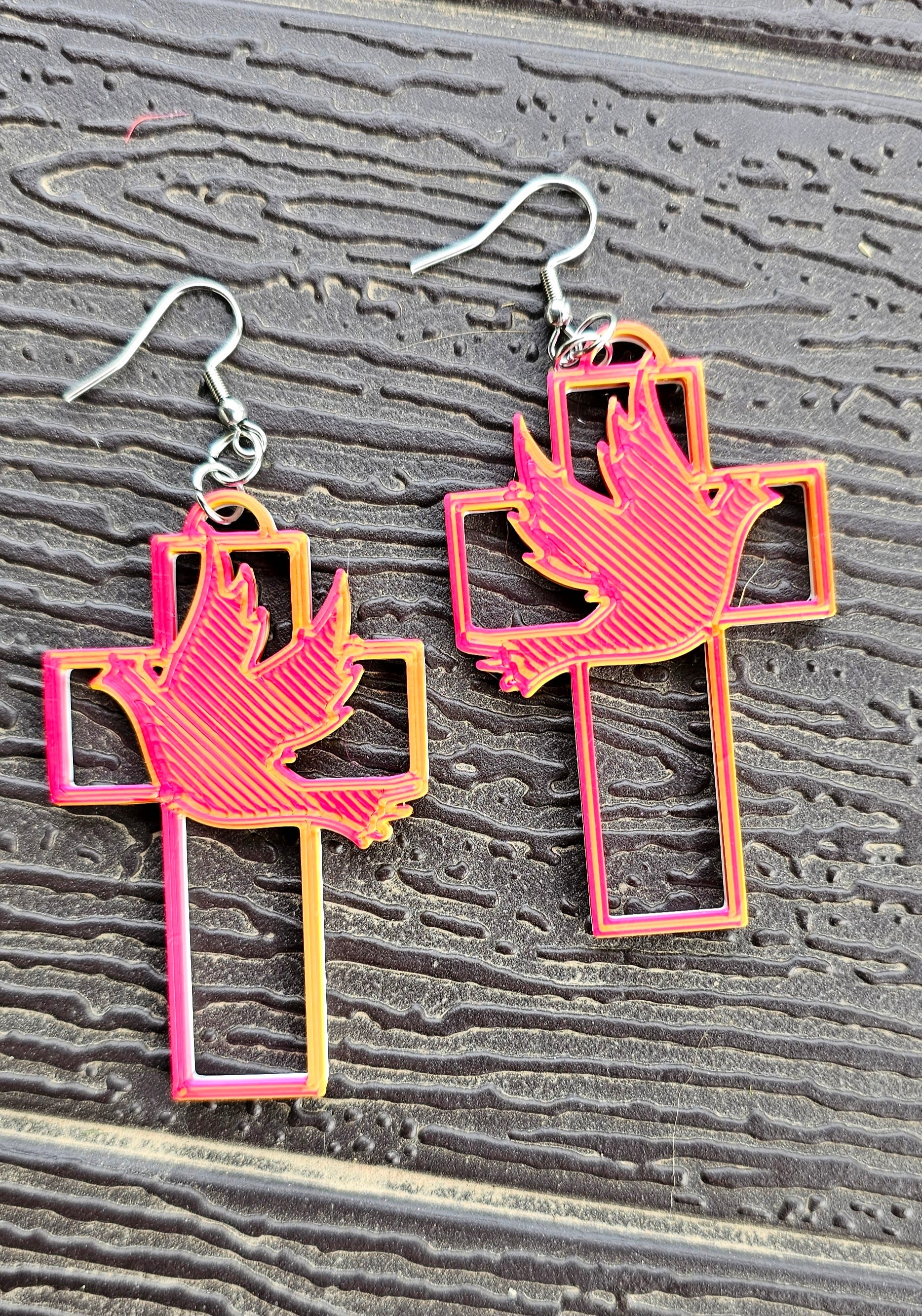 3D Print Christian Cross Faith Earrings Made in America