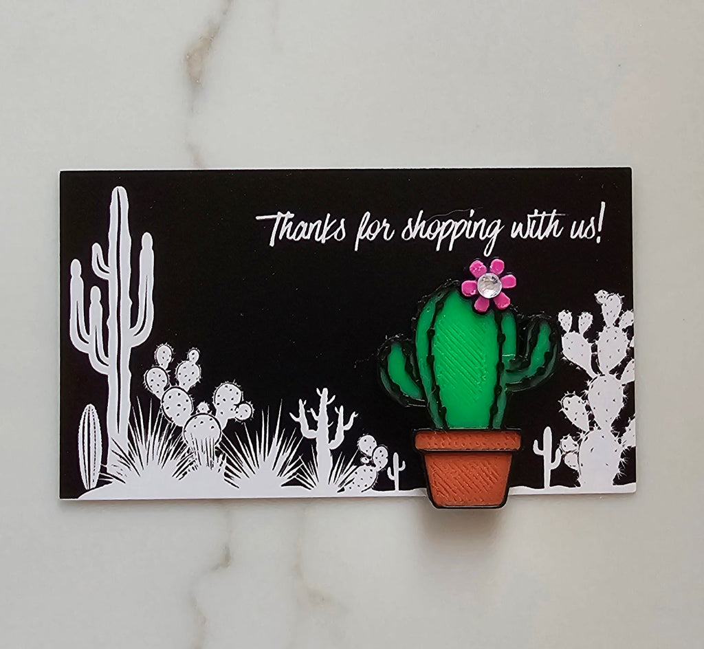 Bag of 25 -Boutique 3d Printed Pins or Magnets Package Inserts Cactus Made in America