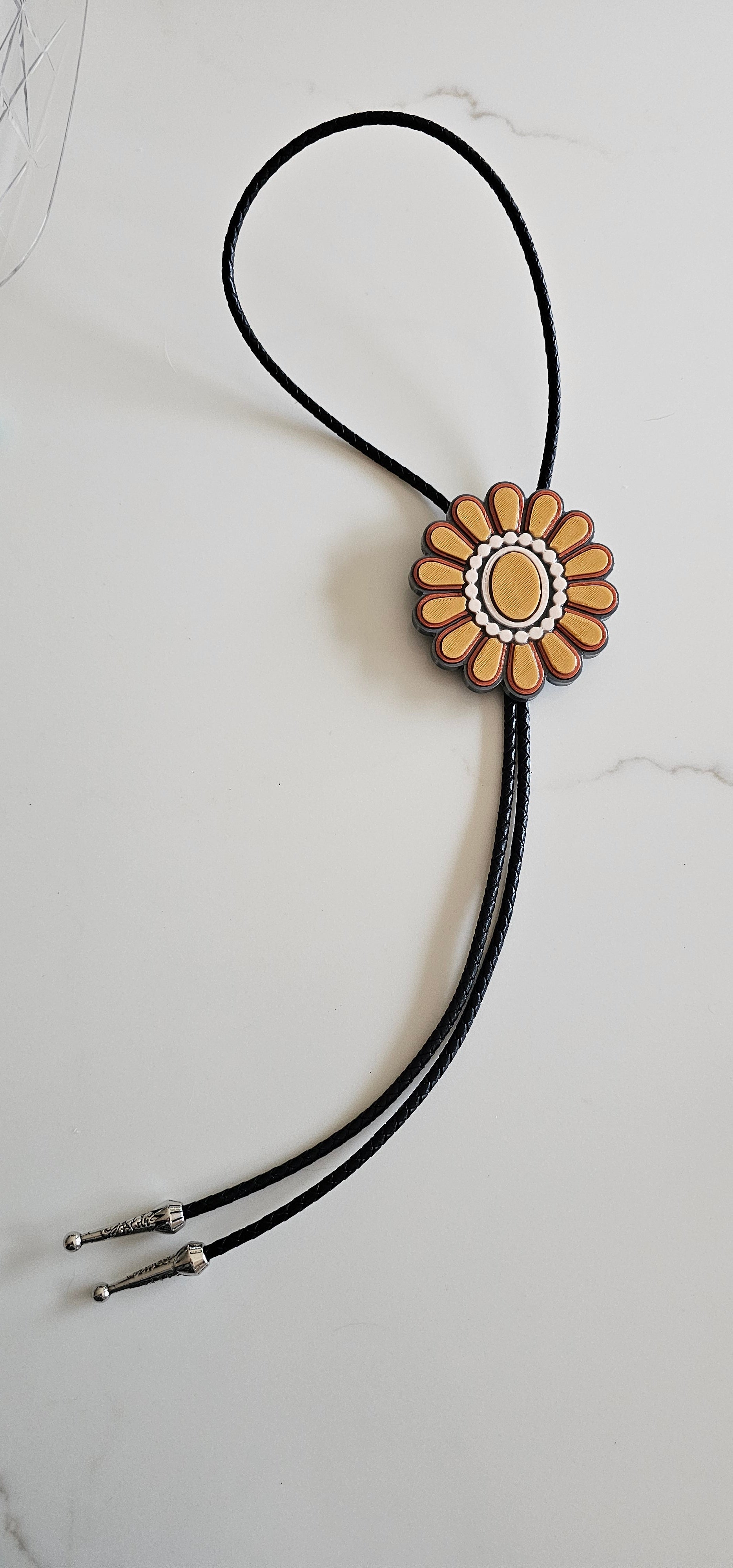 Baha Ranch Gold Cream Concho 3D Inlay Bolo Made in America