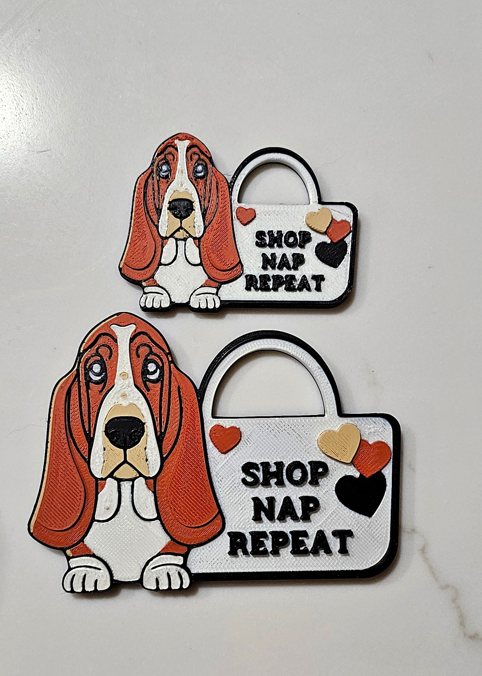 3d Print Basset Hound Cute Funny Shopping Hat Pin or Magnet