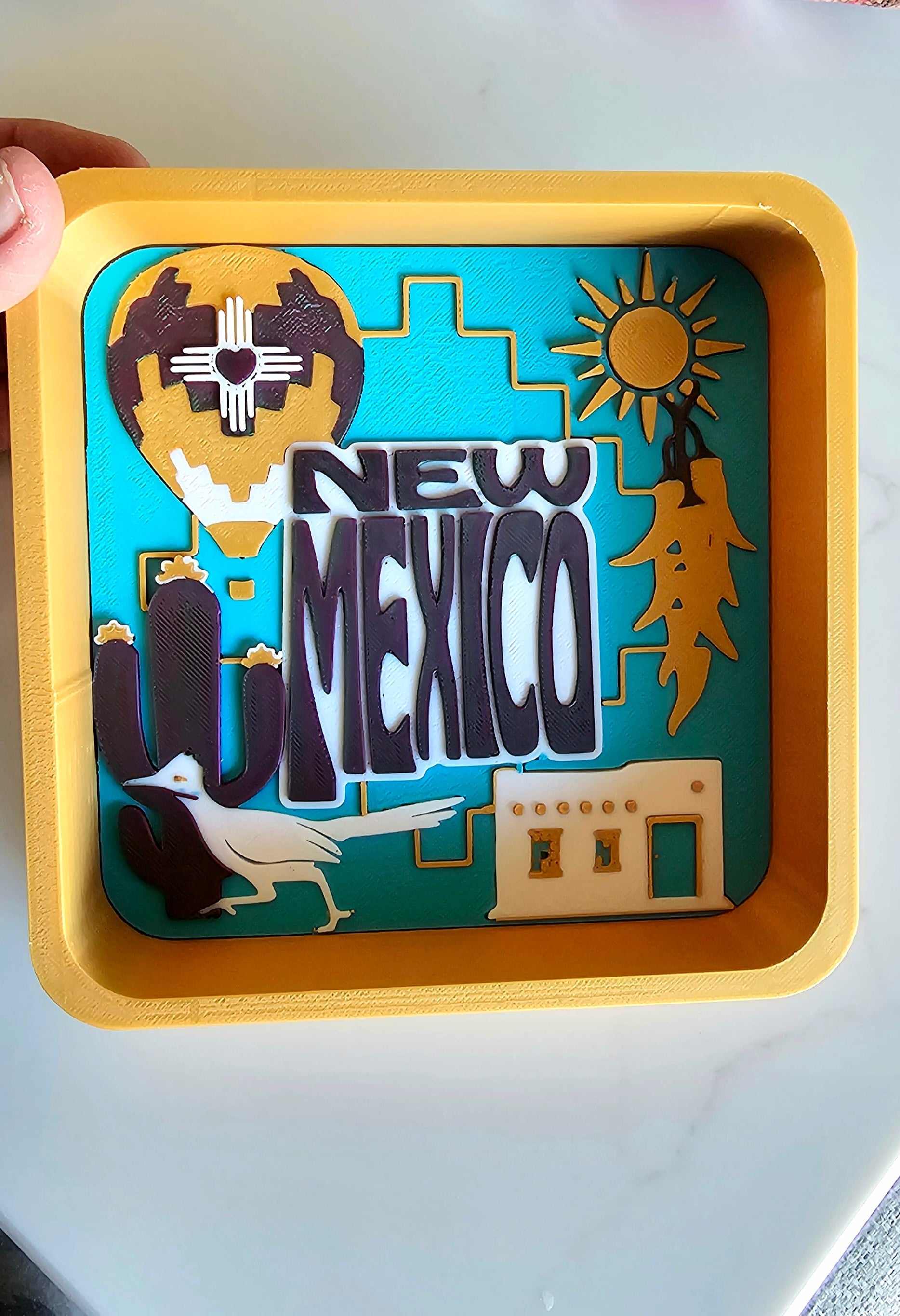 Baha Ranch Zia Balloon Adobe Roadrunner New Mexico 3D Accessory Tray Made in America