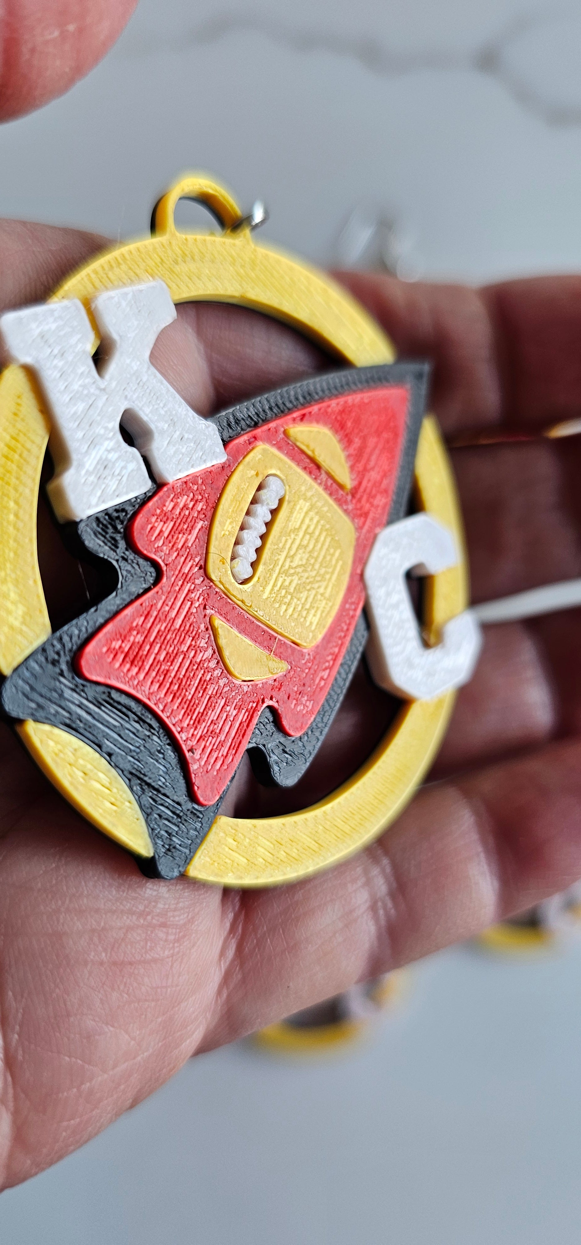 3D Print Chiefs Earrings Keychain Red Kingdom Kansas City KC Football