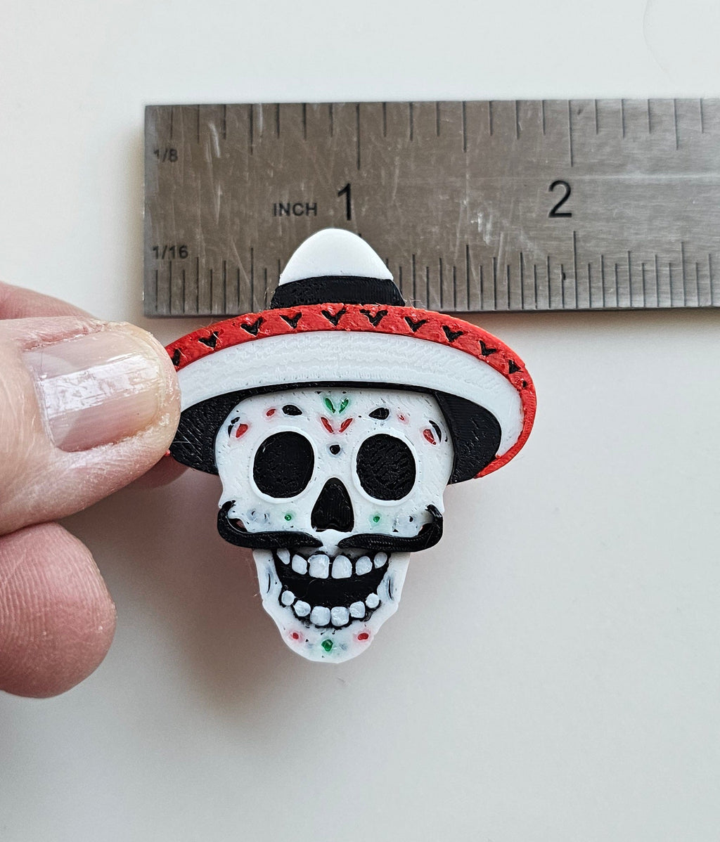 Set of 5 - 3D Print Mexico Cinco de Mayo Cactus Mariachi Sugar Skull Pins Made in America