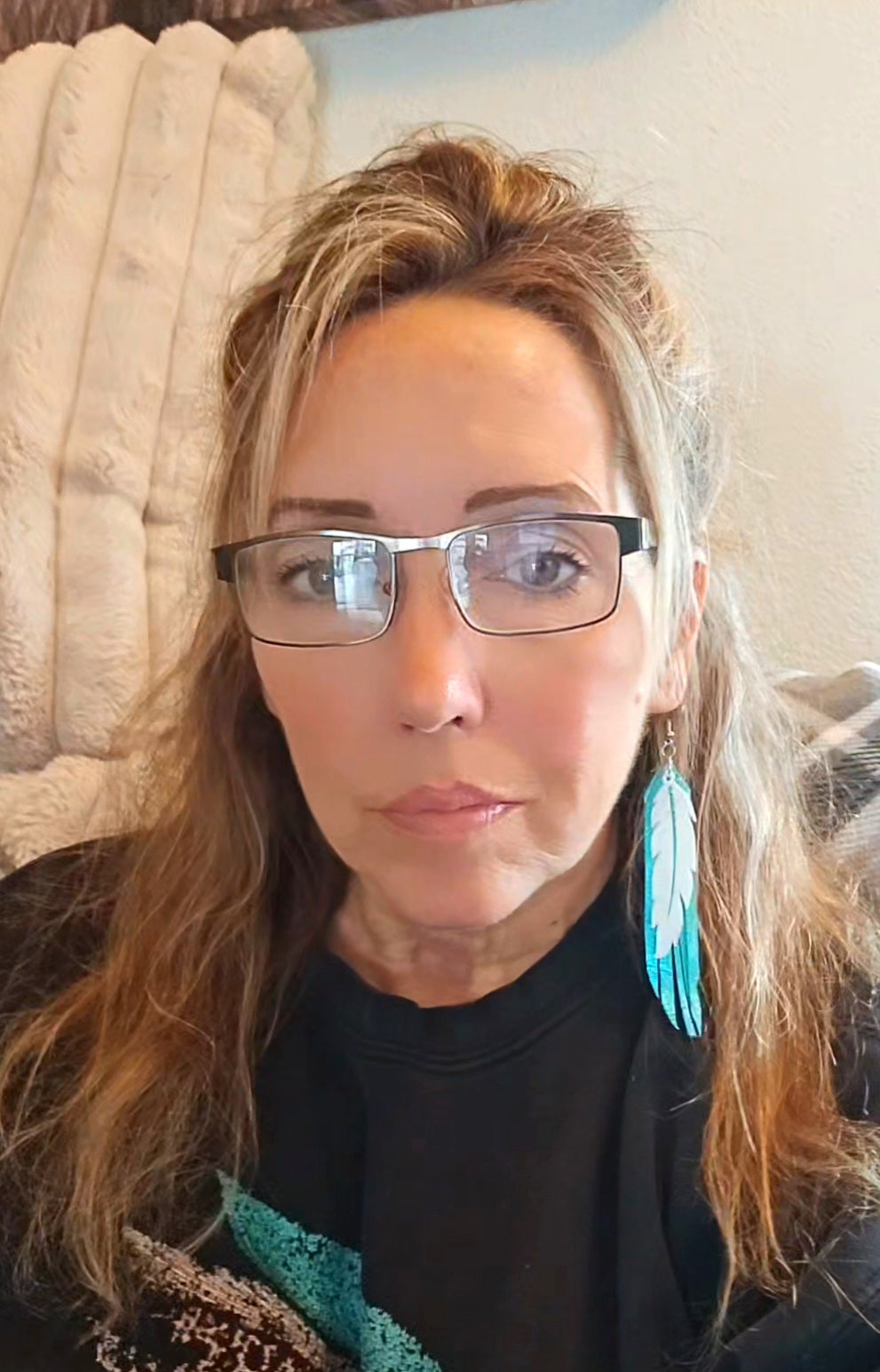 3D Printed Feather Leather Fringe Earrings Made in America