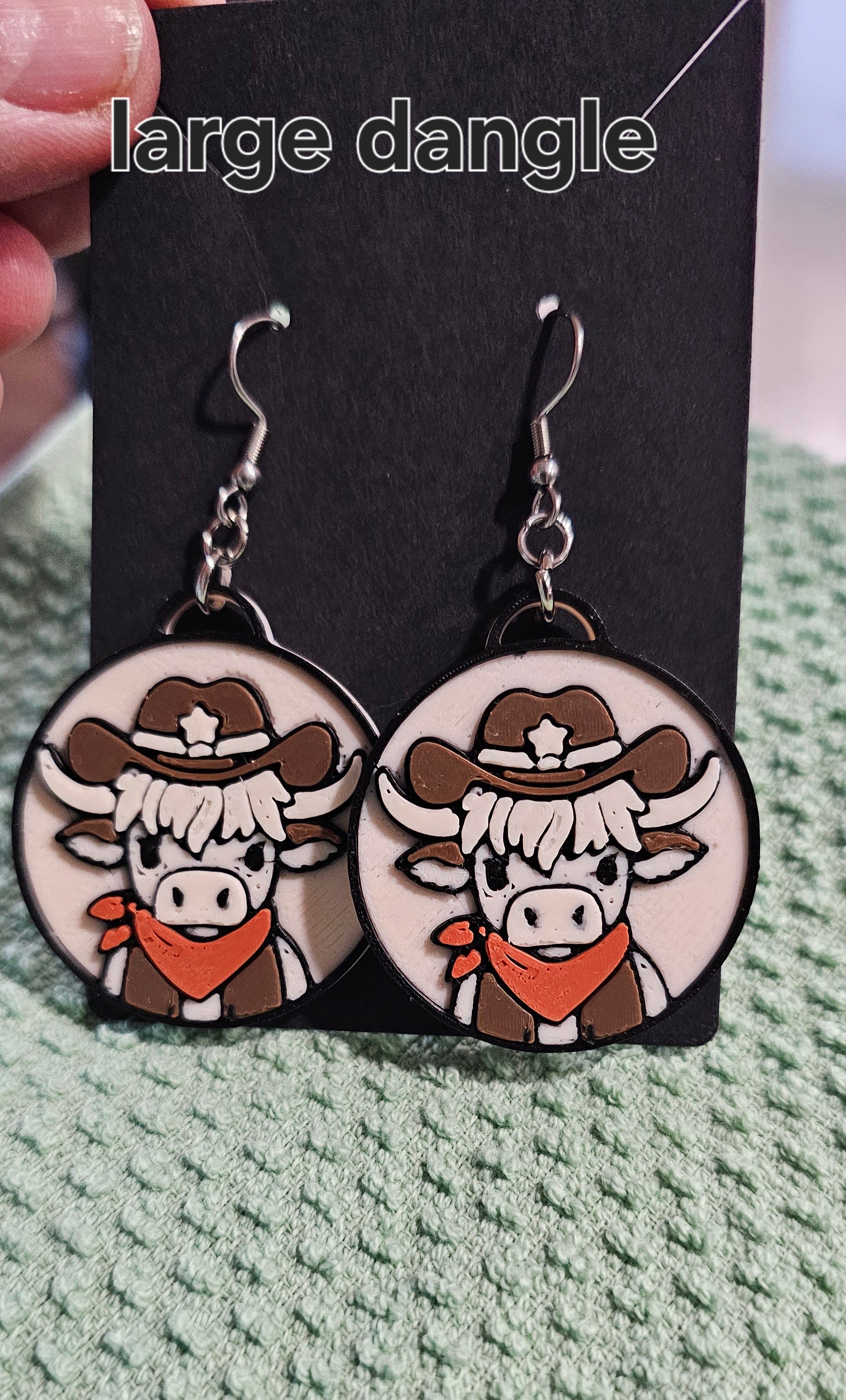 3d Western Cowgirl Cowboy Highland Cow Theme - Necklace, Purse Charm, Earrings, Keychain, Magnet