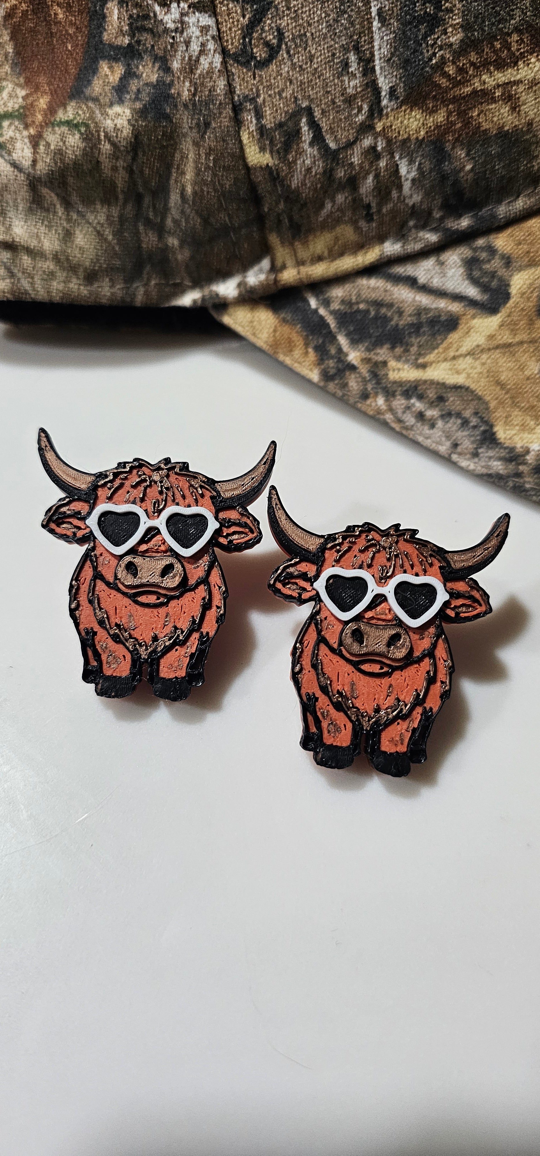 Bag of 25 -Boutique 3d Printed Package Inserts Cool Highland Brown Cow Made in America