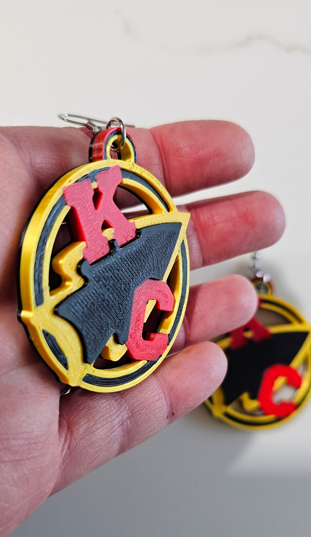 3D Print Kansas City Arrowhead Football Chiefs Earrings Made in America