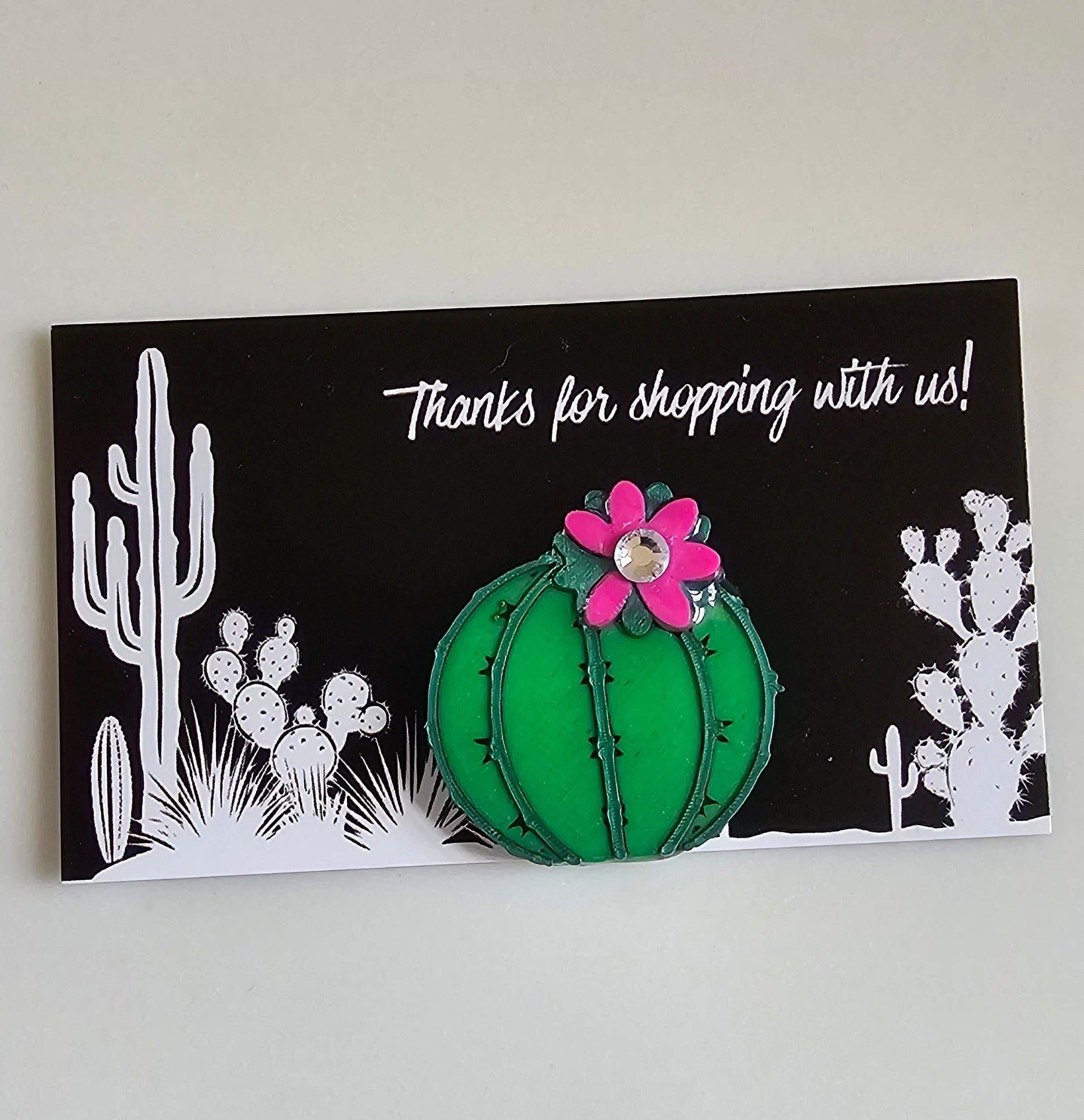 Bag of 25 -Boutique 3d Printed Pins or Magnets Package Inserts Cactus Made in America