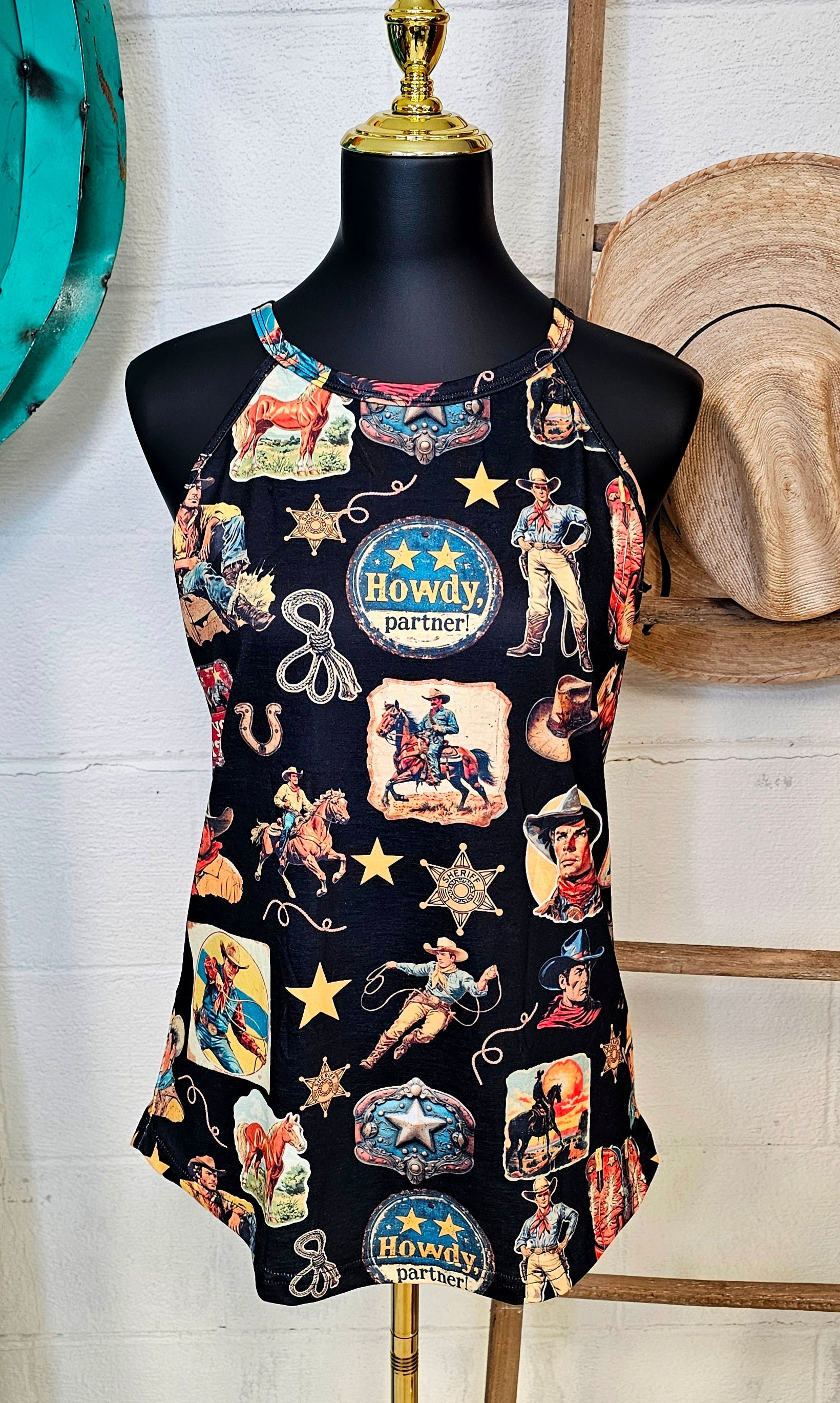 Baha Ranch Vintage Cowboy Collage Tank Top
