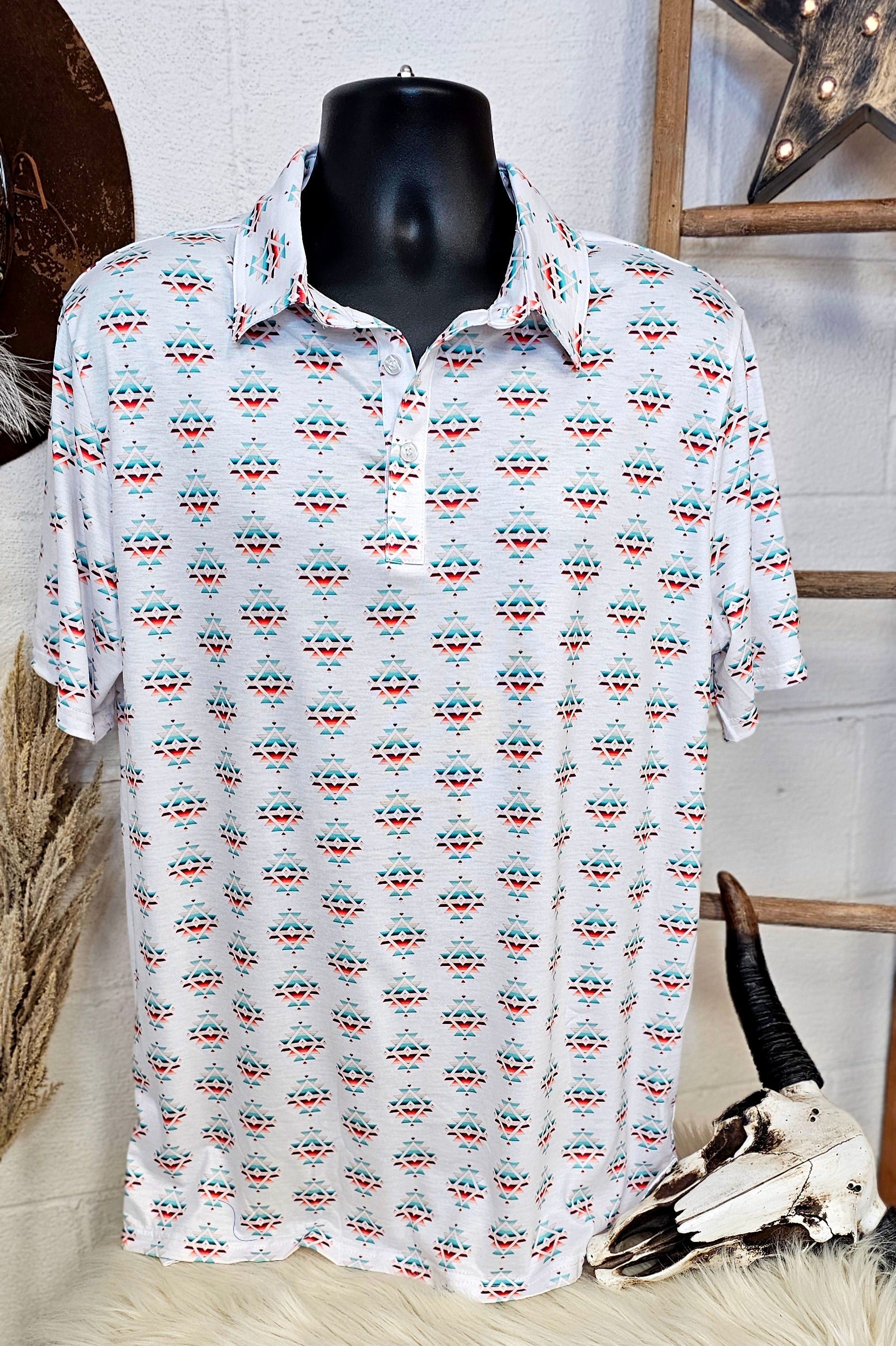 Serape Aztec Polo Style Shirt