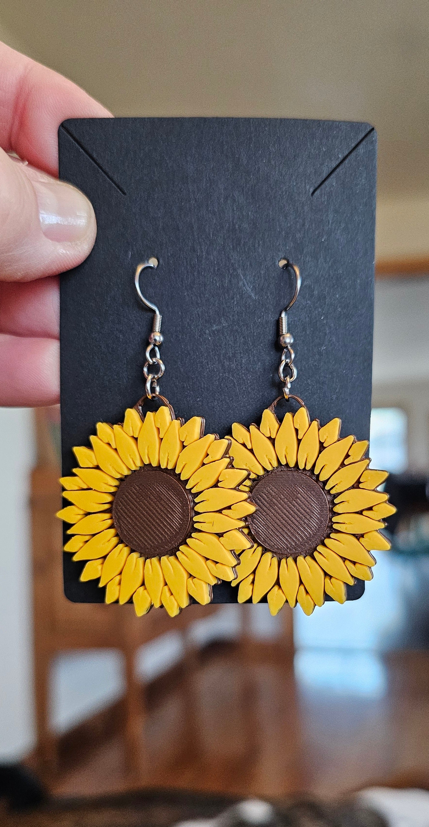 3D Print That70's Show Sunflower Boho Hippie Earrings Made in America