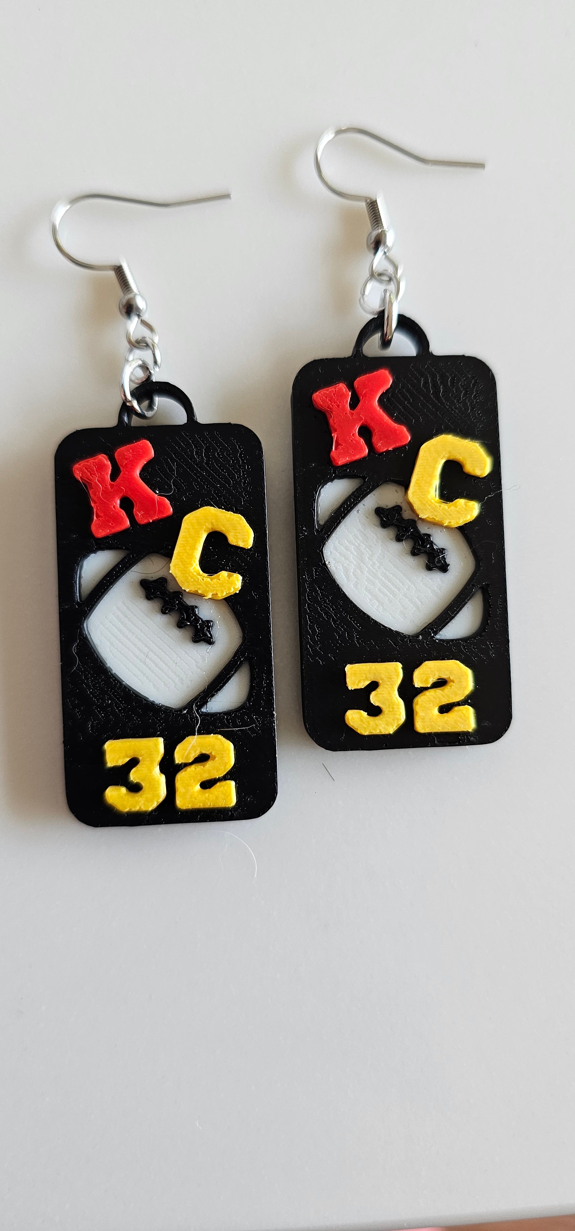 3D Print KC Chiefs Player Number Football Earrings choice of number