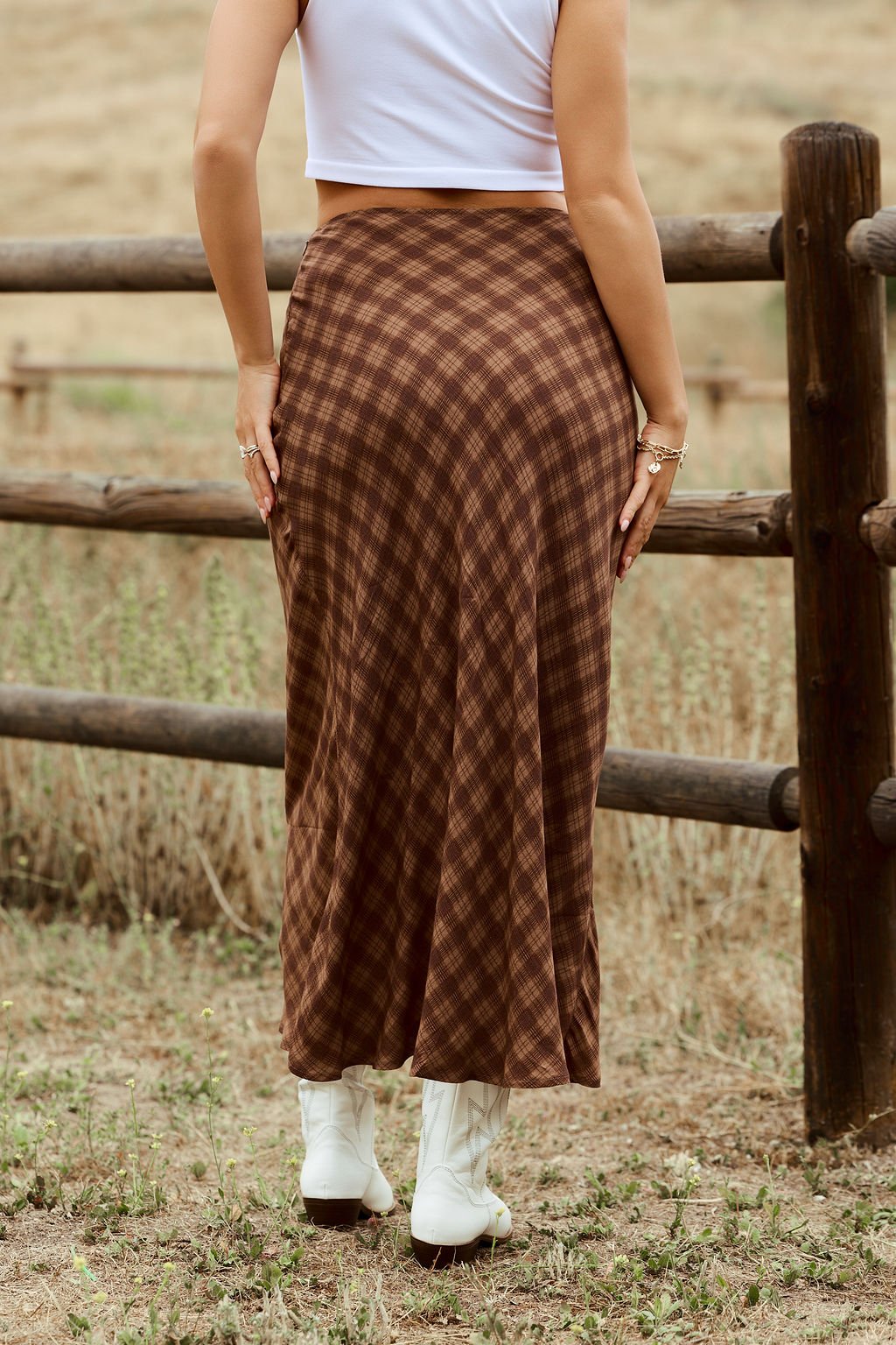 Saddle Ridge Brown Plaid Maxi Skirt - FINAL SALE