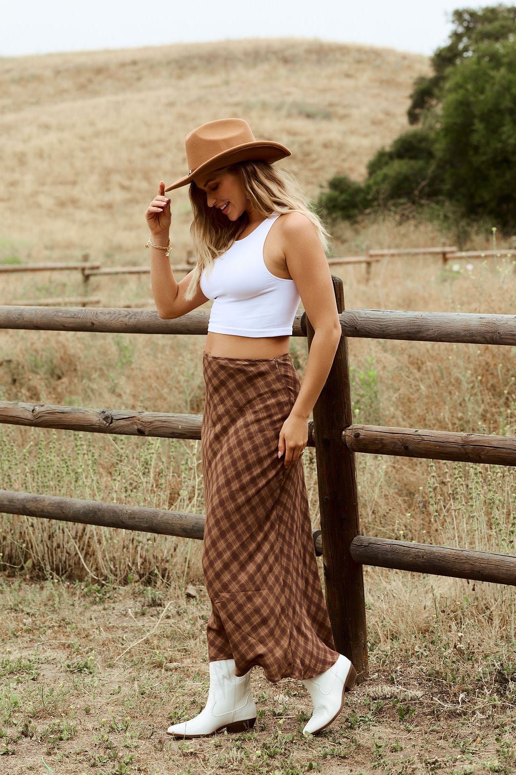 Saddle Ridge Brown Plaid Maxi Skirt - FINAL SALE