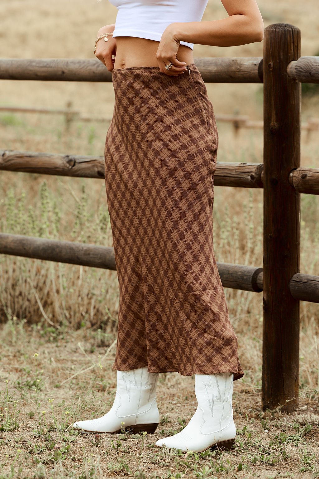 Saddle Ridge Brown Plaid Maxi Skirt - FINAL SALE