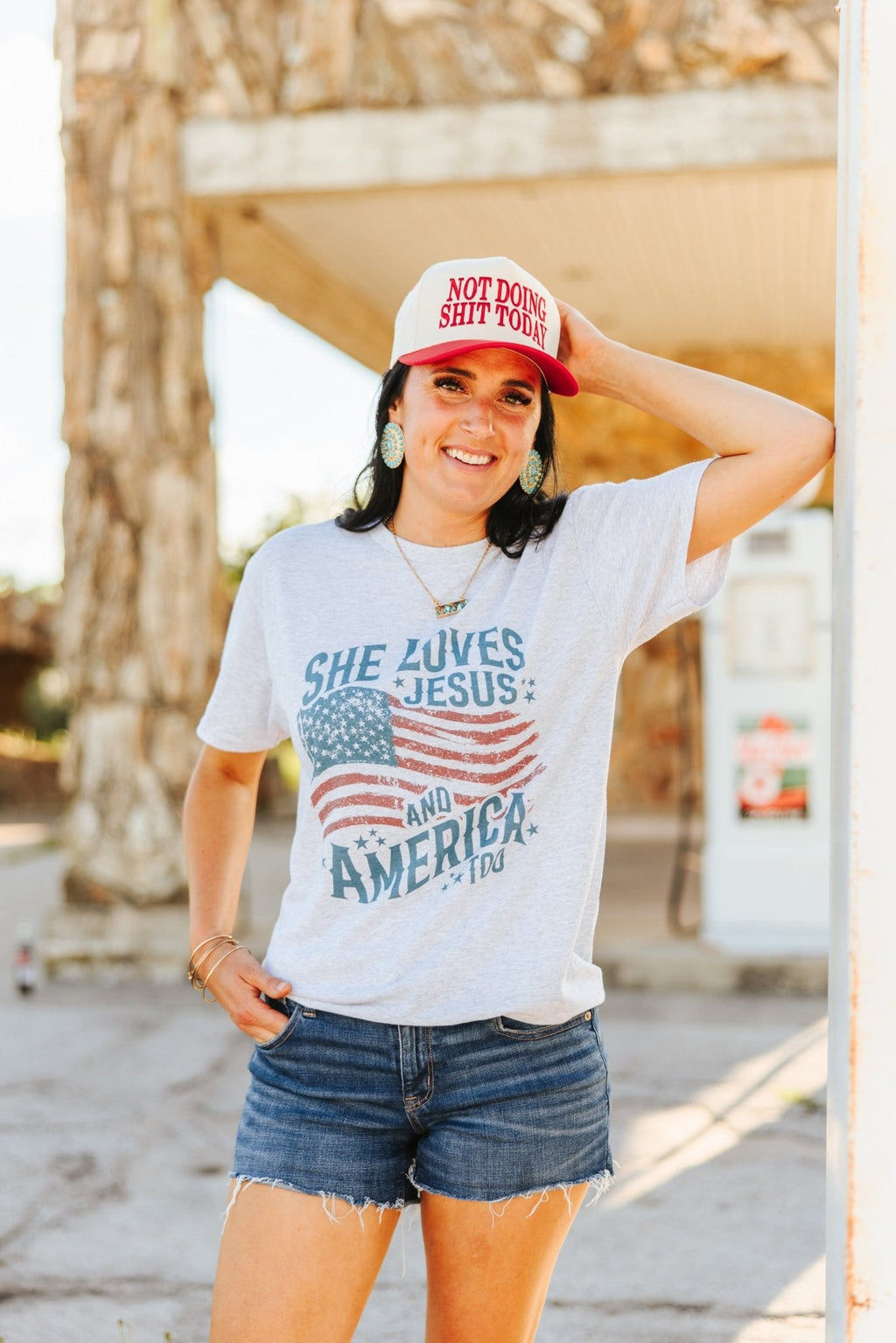 She Loves Jesus & America Graphic Tee