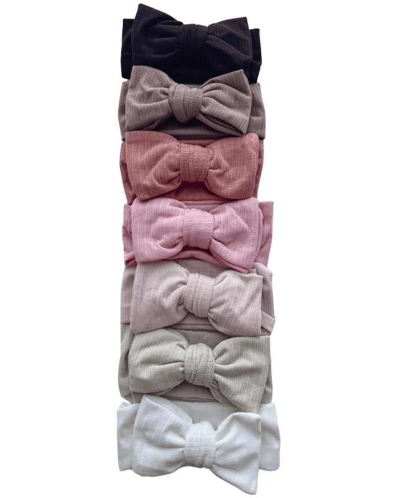 Skinny Knit Large Bow Headband - White