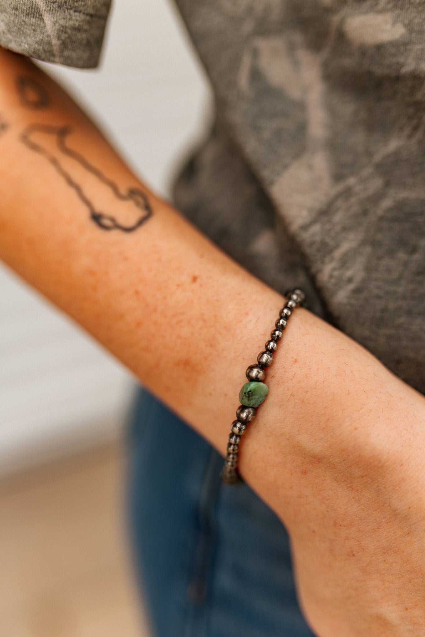 Sterling Silver Turquoise Beaded Bracelet