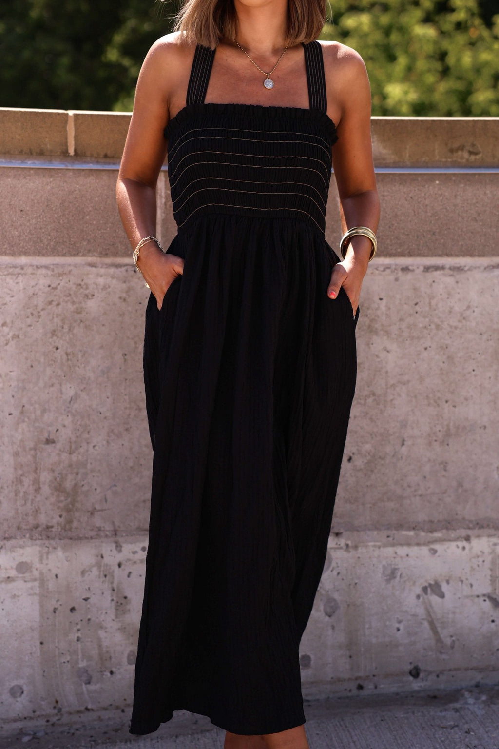Summer Night Black Smocked Maxi Dress - FINAL SALE