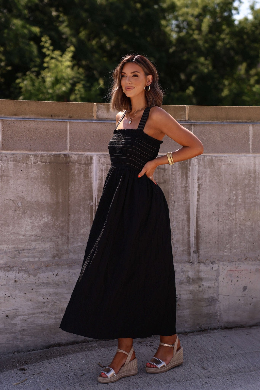 Summer Night Black Smocked Maxi Dress - FINAL SALE