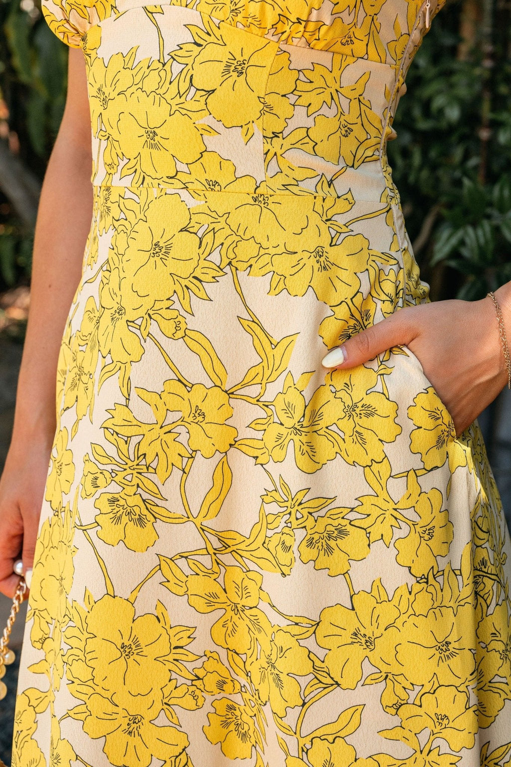 Sunset Yellow Floral Strapless Midi Dress - DOORBUSTER