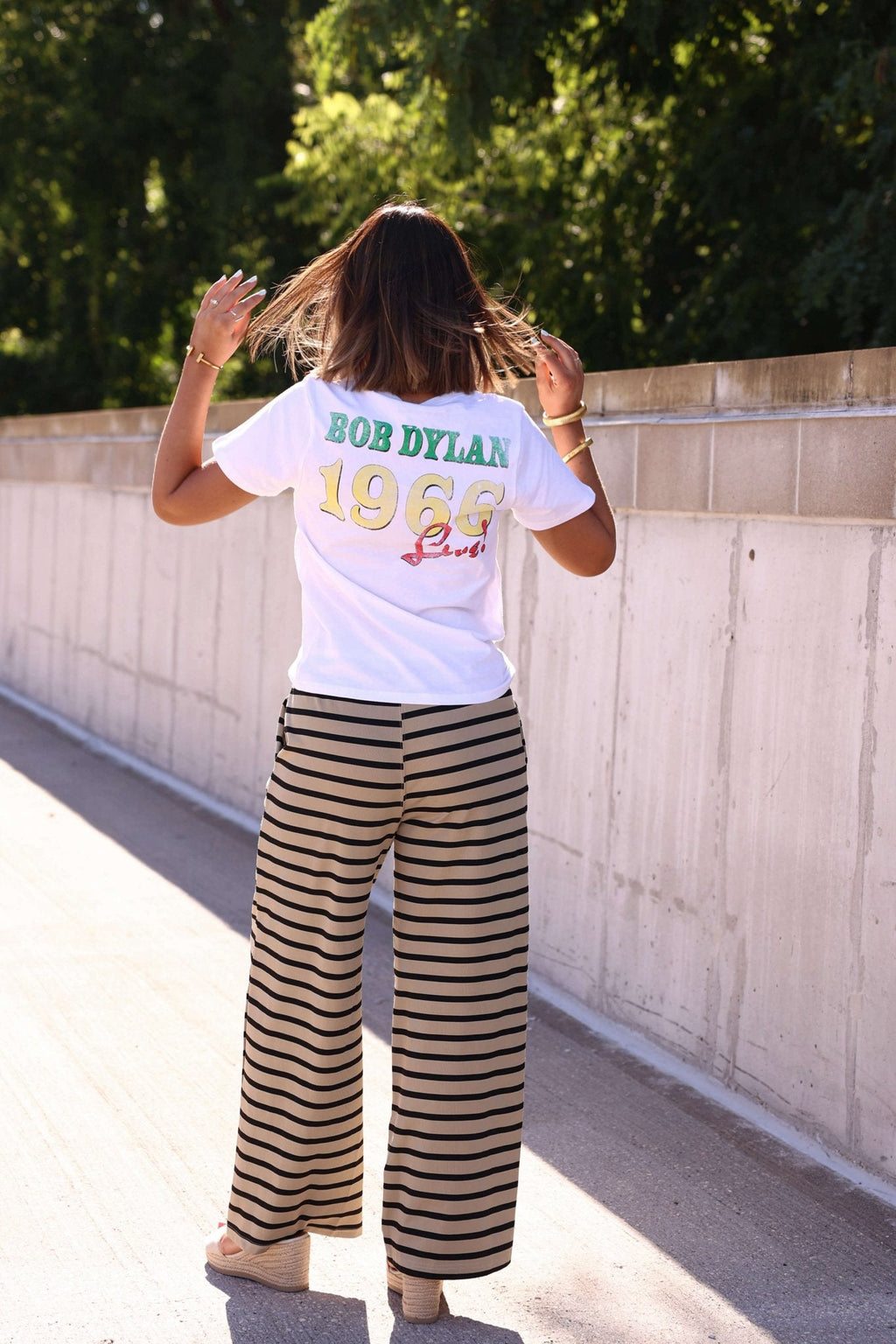 Taupe and Black Striped Drawstring Pants - FINAL SALE