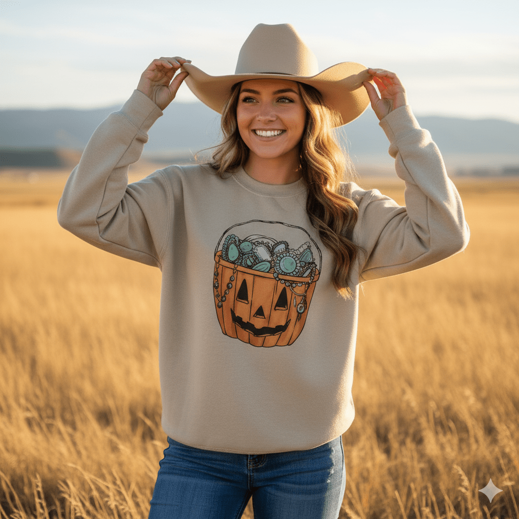 Turquoise Treats Halloween Graphic Sweatshirt 