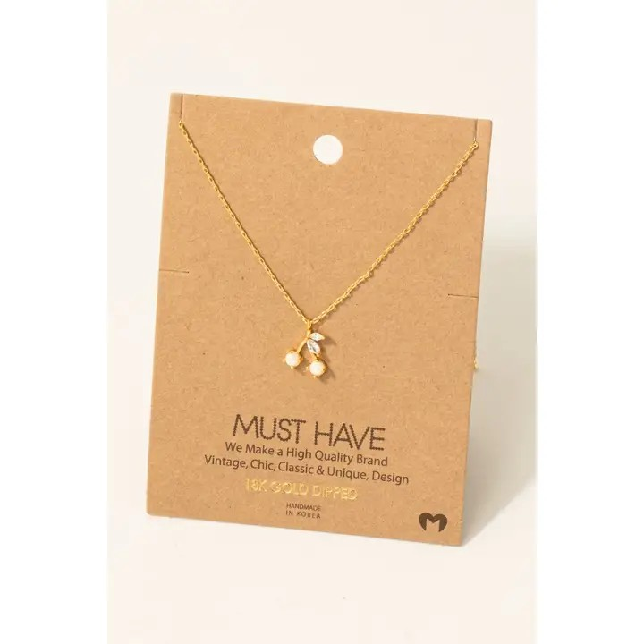 Gold Cherry Pendant Necklace