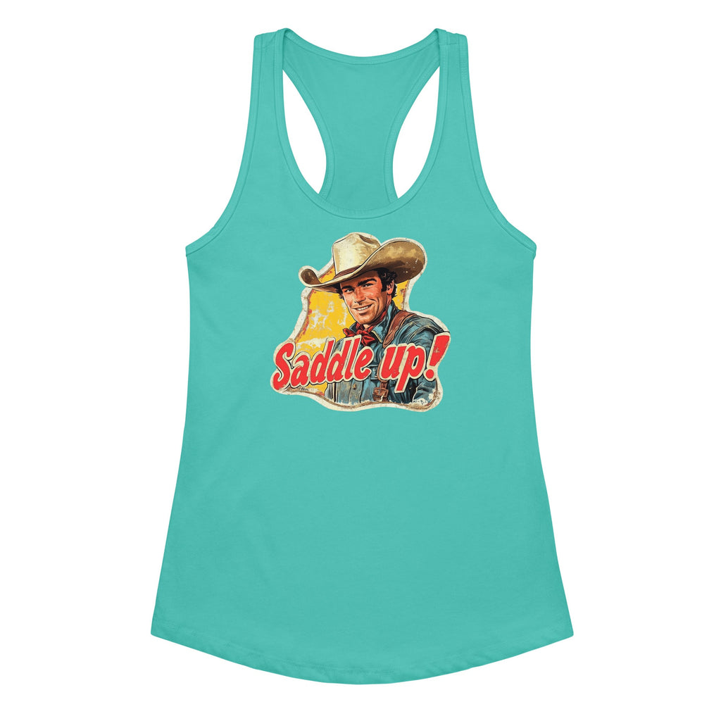 Saddle Up! Vintage Western Women’s Fitted Racerback Tank Top