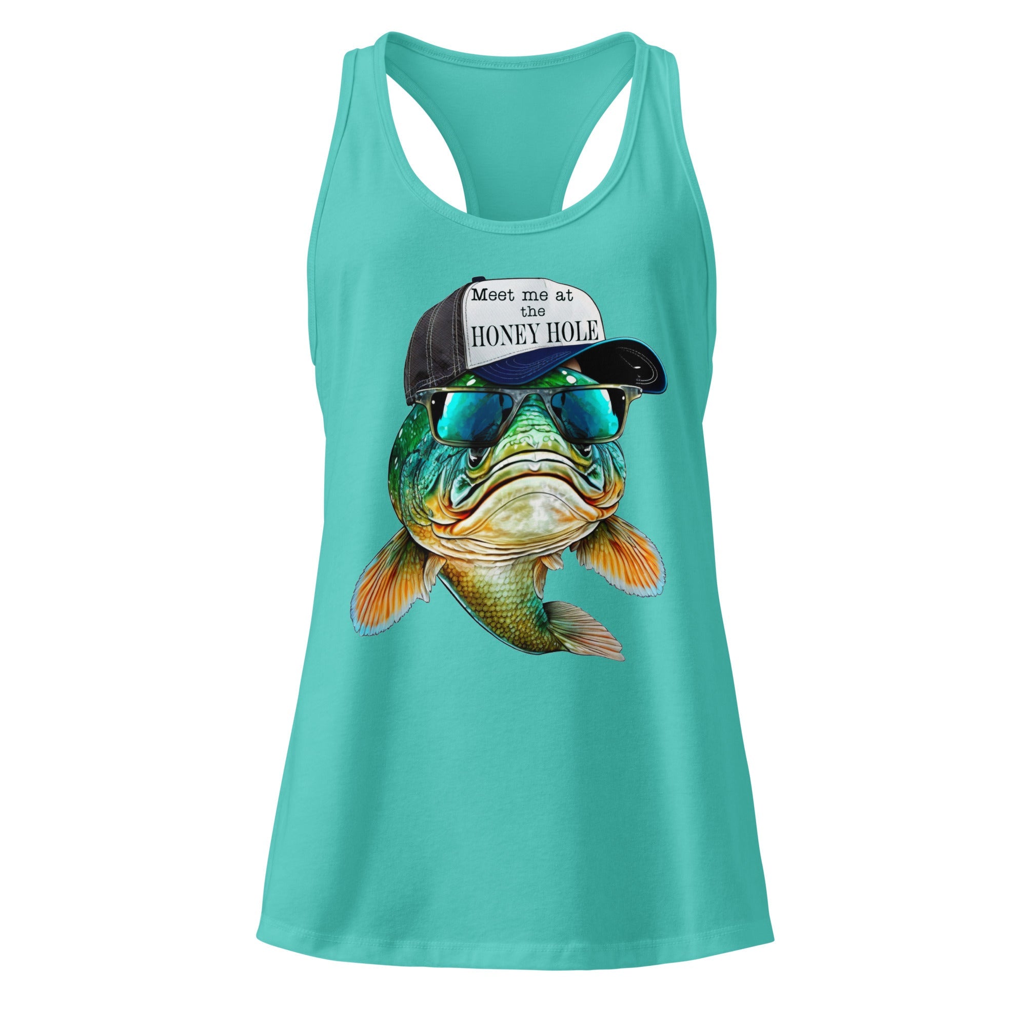 Honey Hole Fish Women’s Fitted Racerback Tank Top