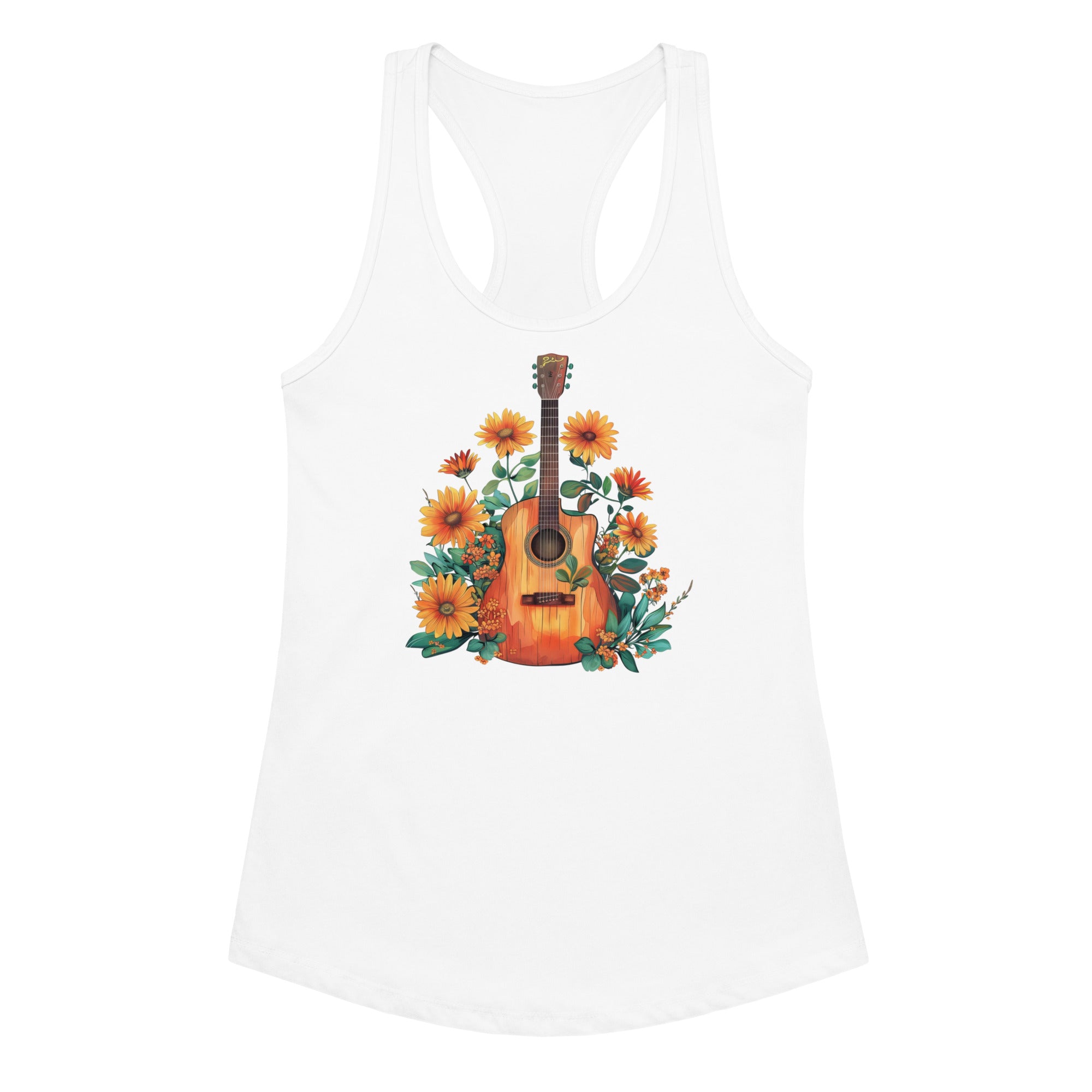 Hippie Guitar Women’s Fitted Racerback Tank Top