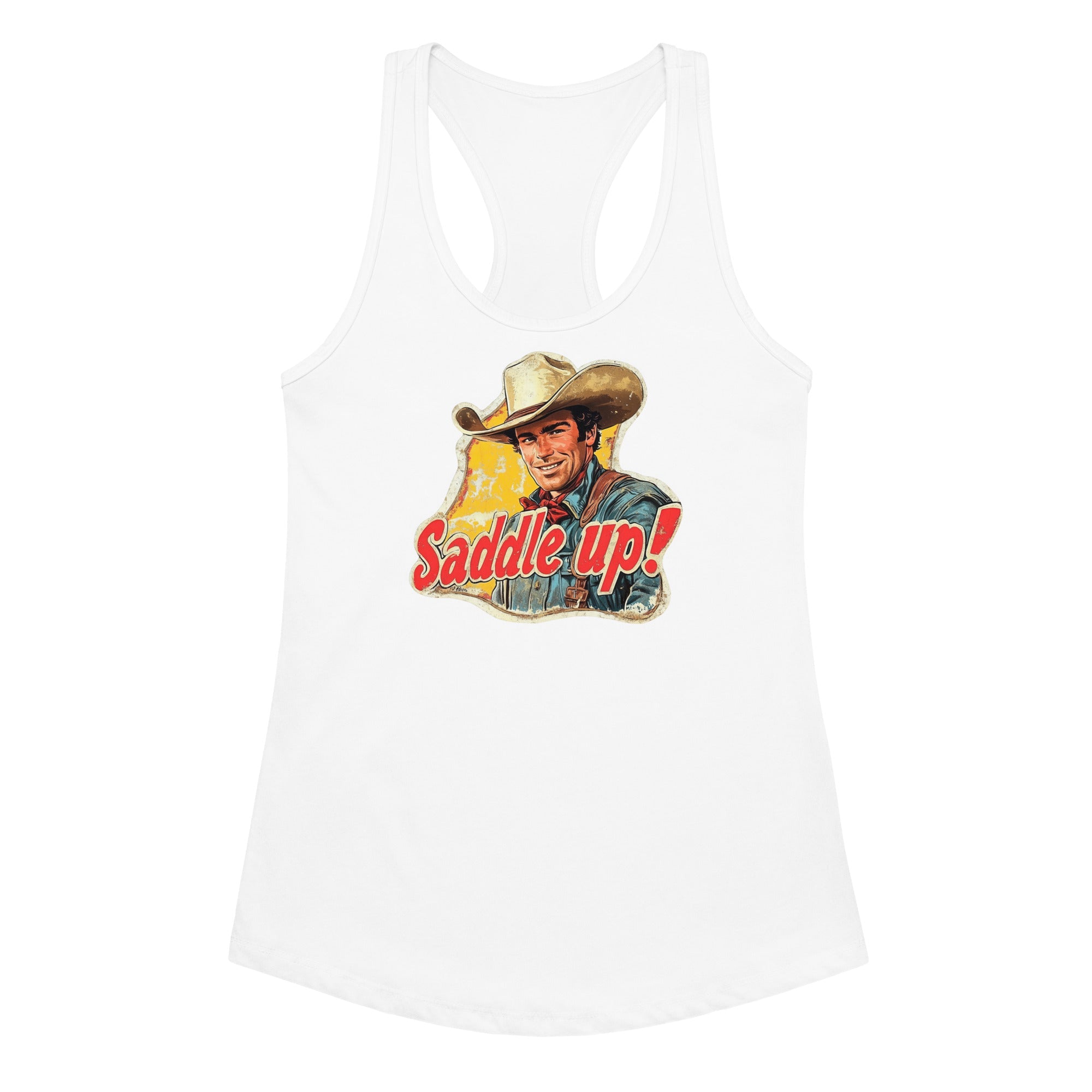 Saddle Up! Vintage Western Women’s Fitted Racerback Tank Top