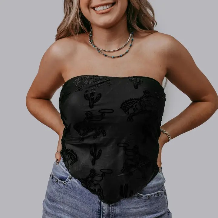 Rodeo Cowboy Mesh Tube Top